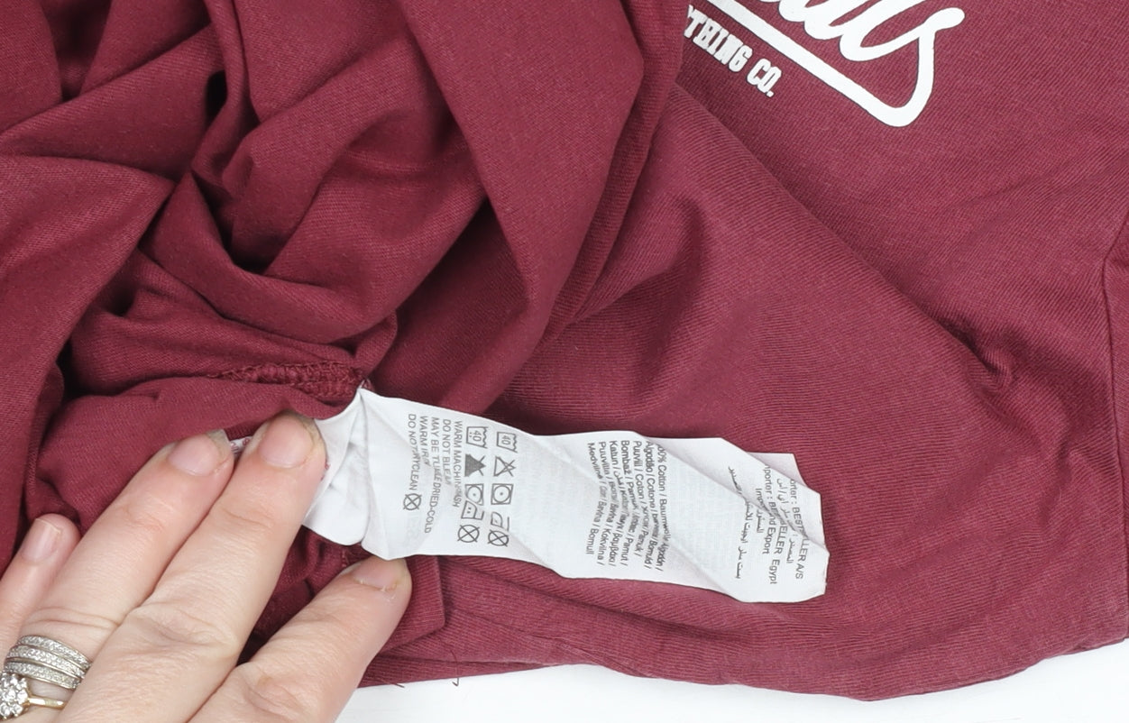 Jack & Jones Men's Red Cotton Crew Neck Short Sleeve T-Shirt Size M