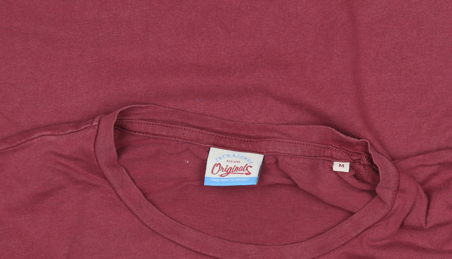 Jack & Jones Men's Red Cotton Crew Neck Short Sleeve T-Shirt Size M