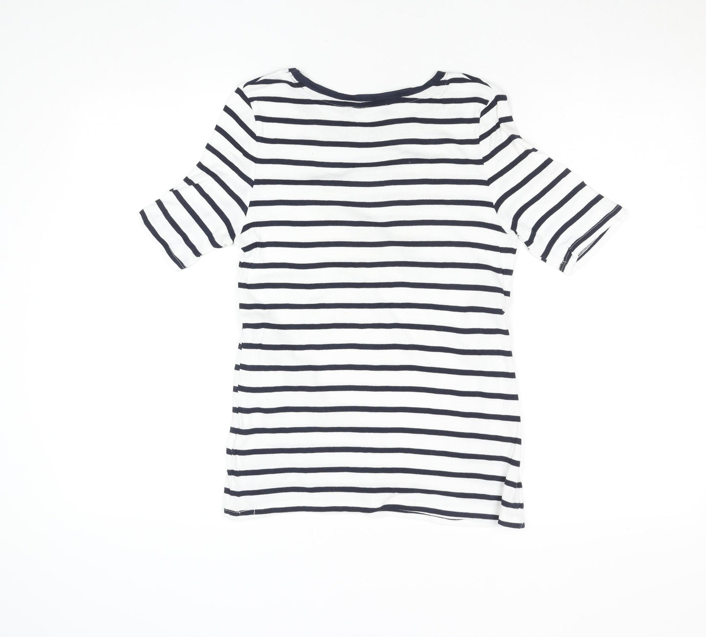 Marks and Spencer Womens Navy White Striped T-Shirt Size 10 Cotton Stretch