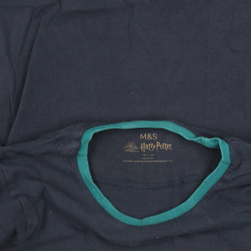 Marks and Spencer Boys Blue Harry Potter Long Sleeve Hogwarts T-Shirt 10-11 Years