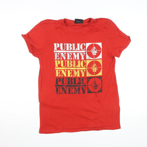 Public Enemy Boys Red Graphic Band T-Shirt 12-13 Years Cotton