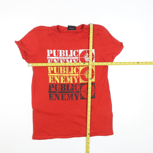 Public Enemy Boys Red Graphic Band T-Shirt 12-13 Years Cotton