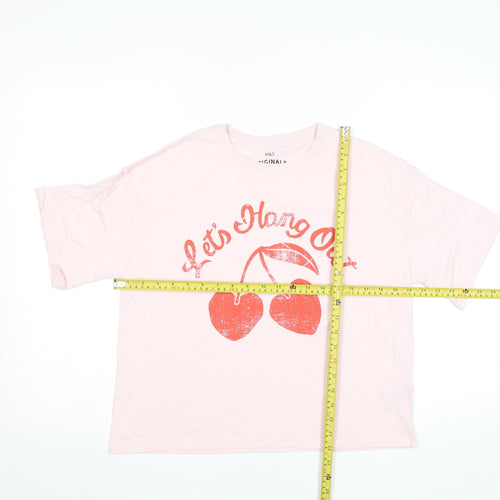 Marks and Spencer Teens Pink Basic Crew Neck Funny T-Shirt Size 14