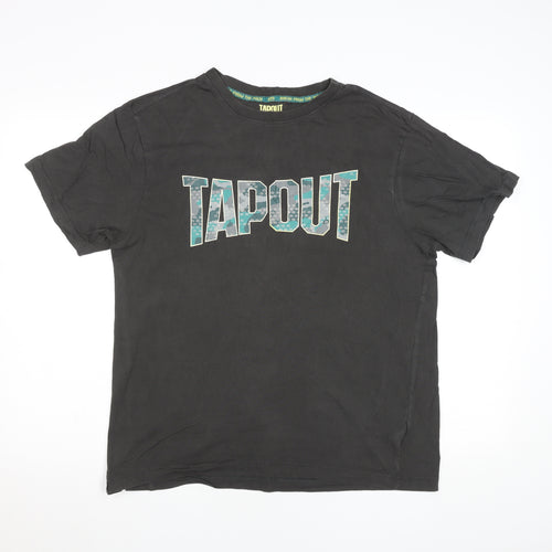 Tapout Men's Black Graphic Sports T-Shirt Size L 100% Cotton