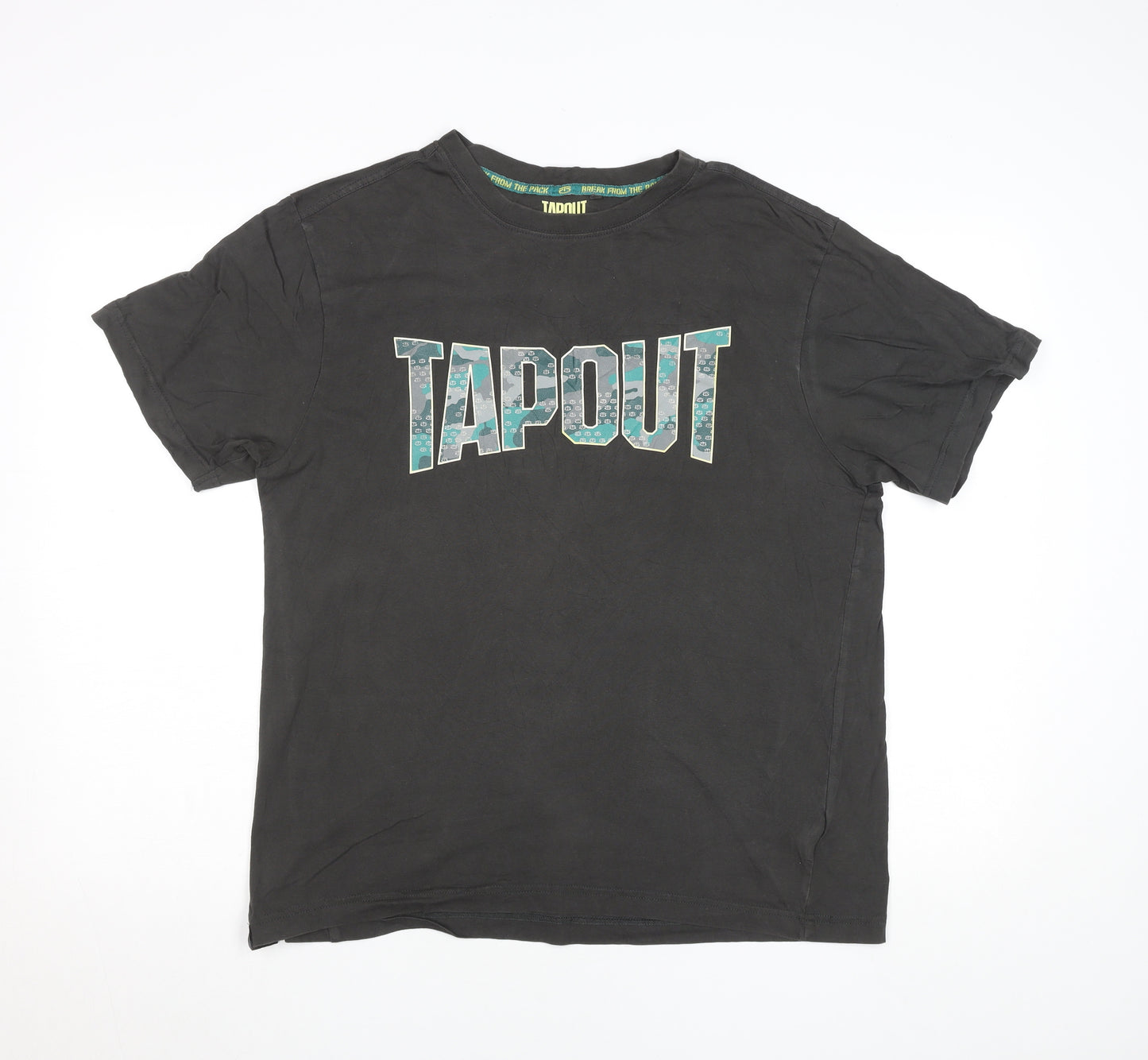 Tapout Men's Black Graphic Sports T-Shirt Size L 100% Cotton