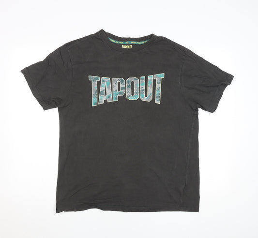 Tapout Men's Black Graphic Sports T-Shirt Size L 100% Cotton