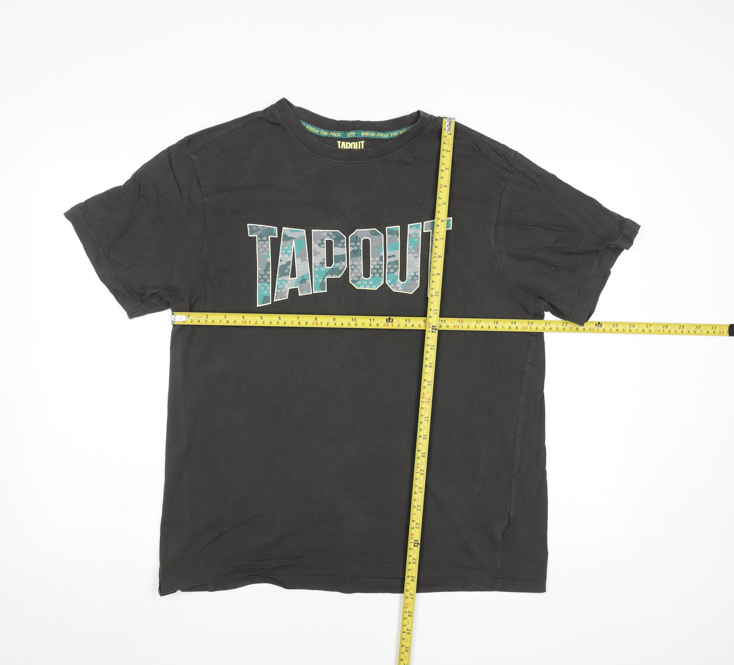 Tapout Men's Black Graphic Sports T-Shirt Size L 100% Cotton