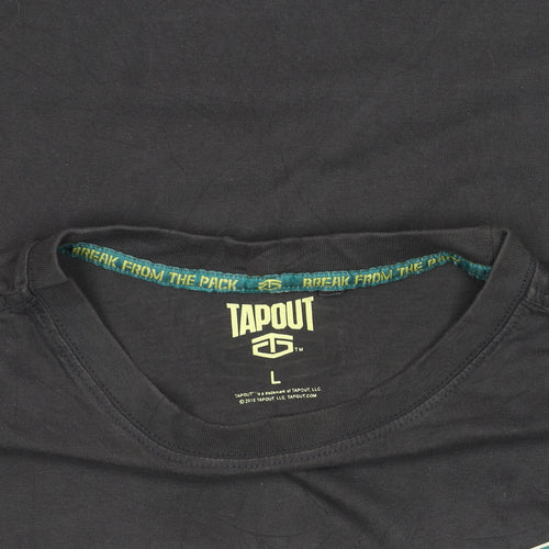 Tapout Men's Black Graphic Sports T-Shirt Size L 100% Cotton
