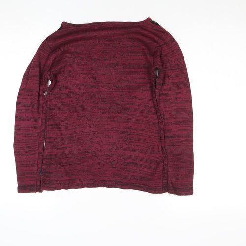 Redgirl Women's Red Lace Panel Long Sleeve Knit Top XS