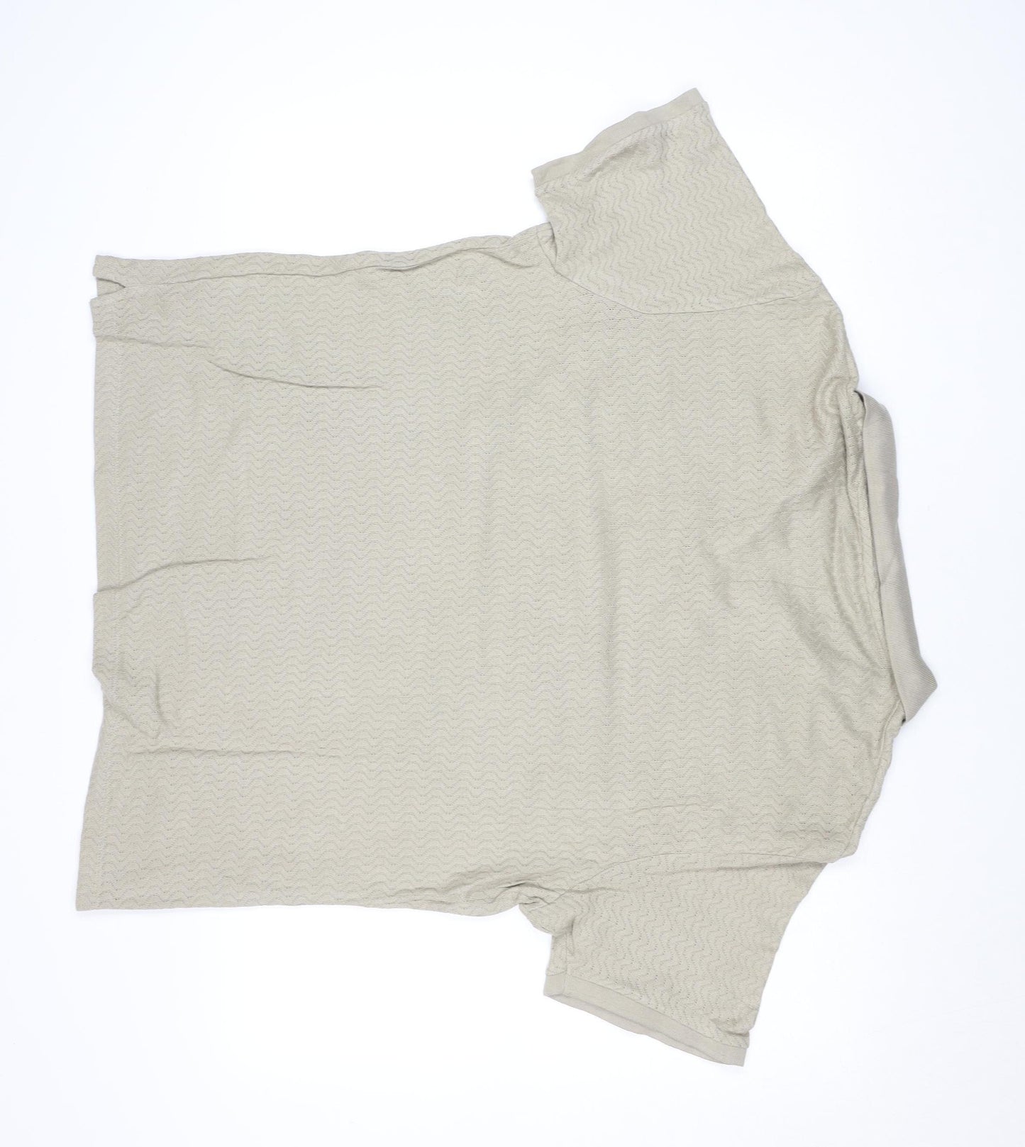 Zara Men's Beige Knit Polo Shirt Size L Short Sleeve Casual Top