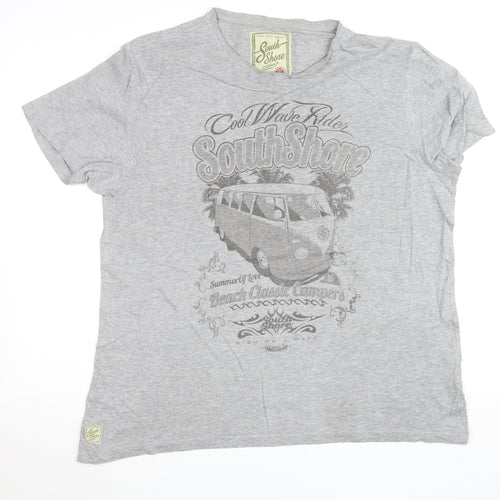 South Shore Mens Grey Graphic Beach Surf T-Shirt Size L