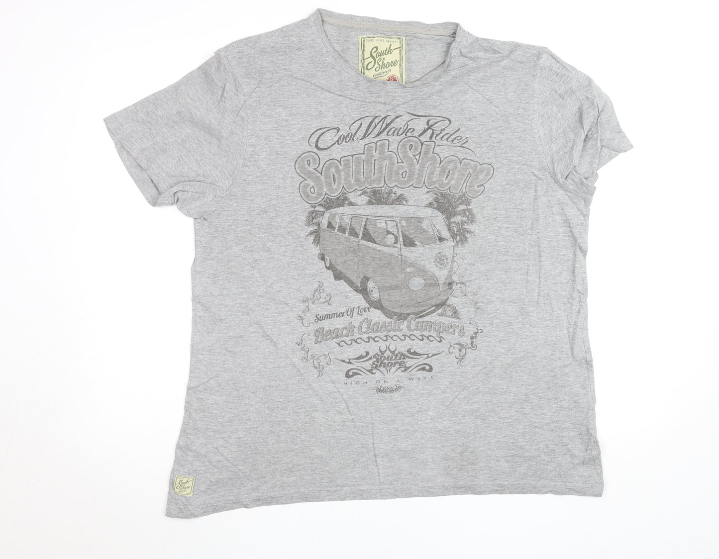 South Shore Mens Grey Graphic Beach Surf T-Shirt Size L