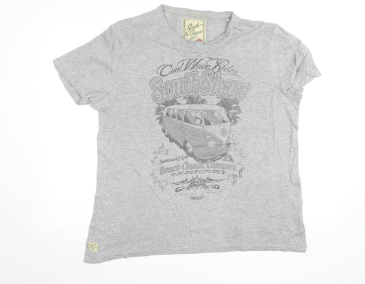 South Shore Mens Grey Graphic Beach Surf T-Shirt Size L