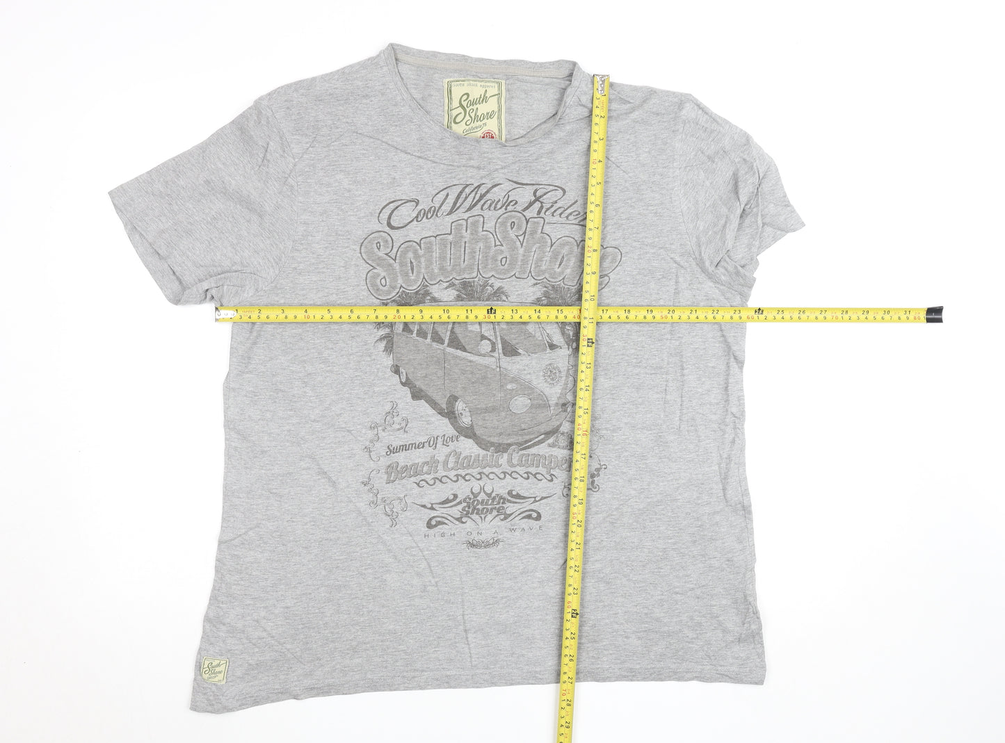 South Shore Mens Grey Graphic Beach Surf T-Shirt Size L