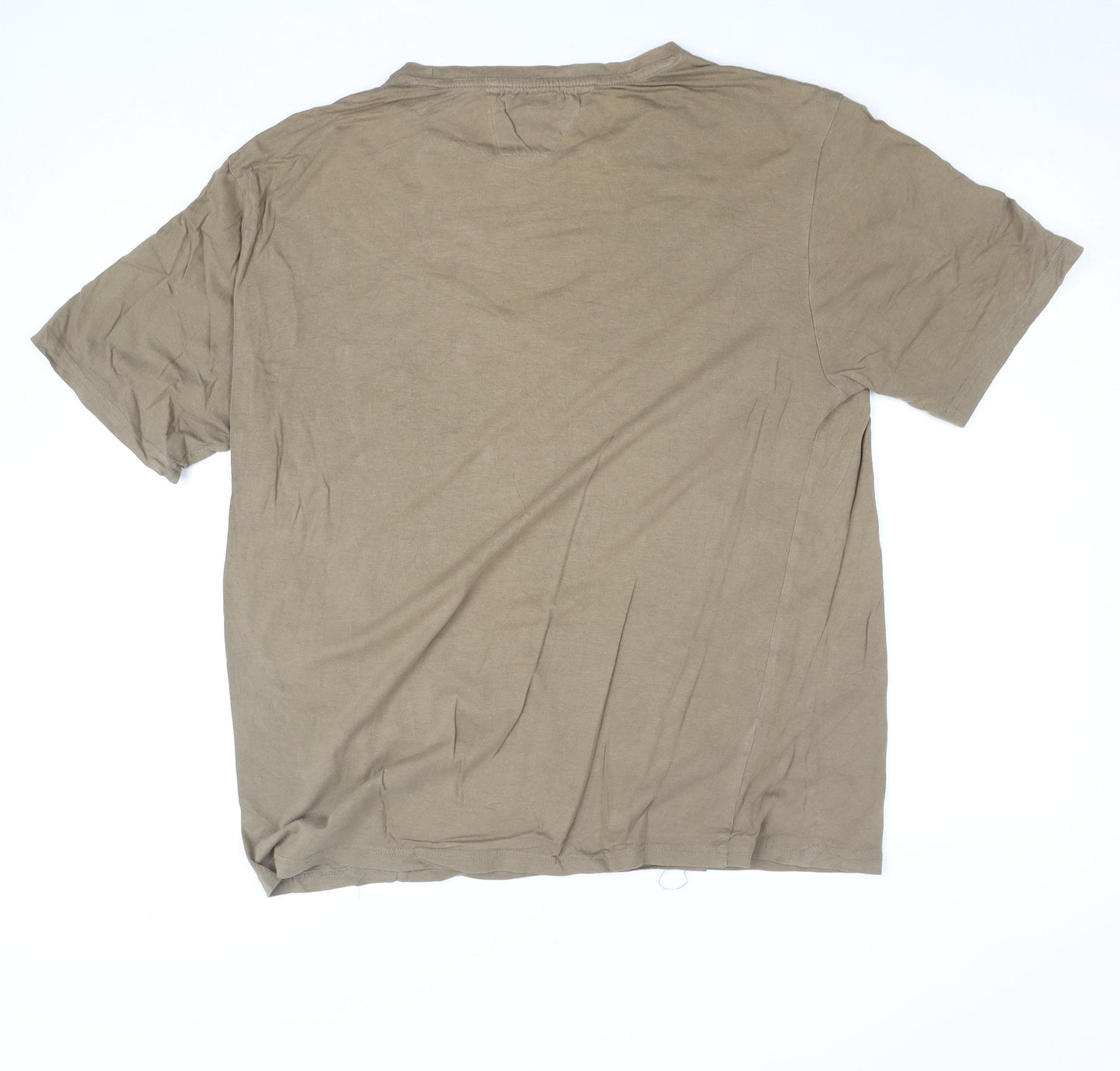 Boston Crew Men's Beige Short Sleeve Cotton Crew Neck T-Shirt Size M