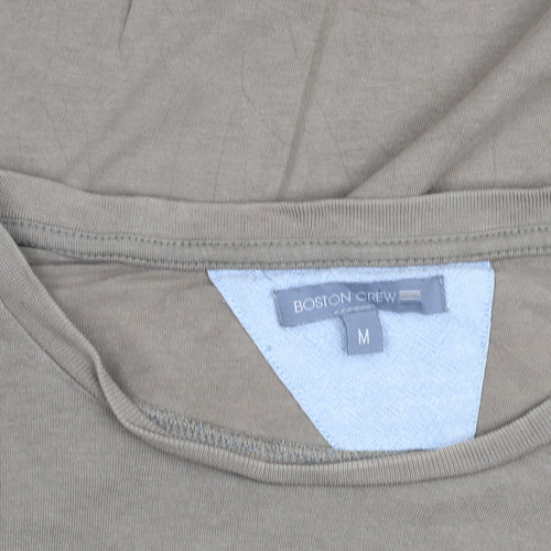 Boston Crew Men's Beige Short Sleeve Cotton Crew Neck T-Shirt Size M