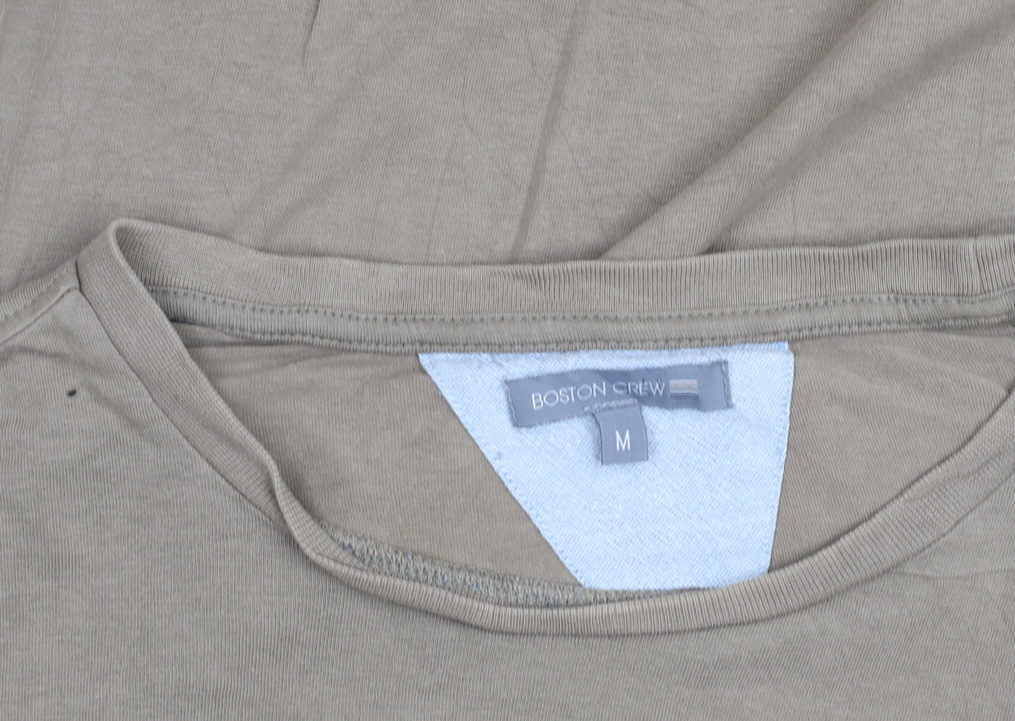 Boston Crew Men's Beige Short Sleeve Cotton Crew Neck T-Shirt Size M