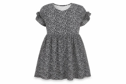 Front view of PRETTYLITTLETHING Women's Black Animal Print Skater Dress UK 8