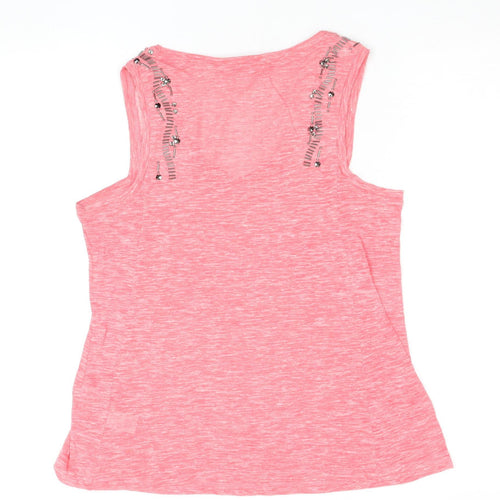 Next Women's Pink Beaded V-Neck Sleeveless Tank Top Size 10