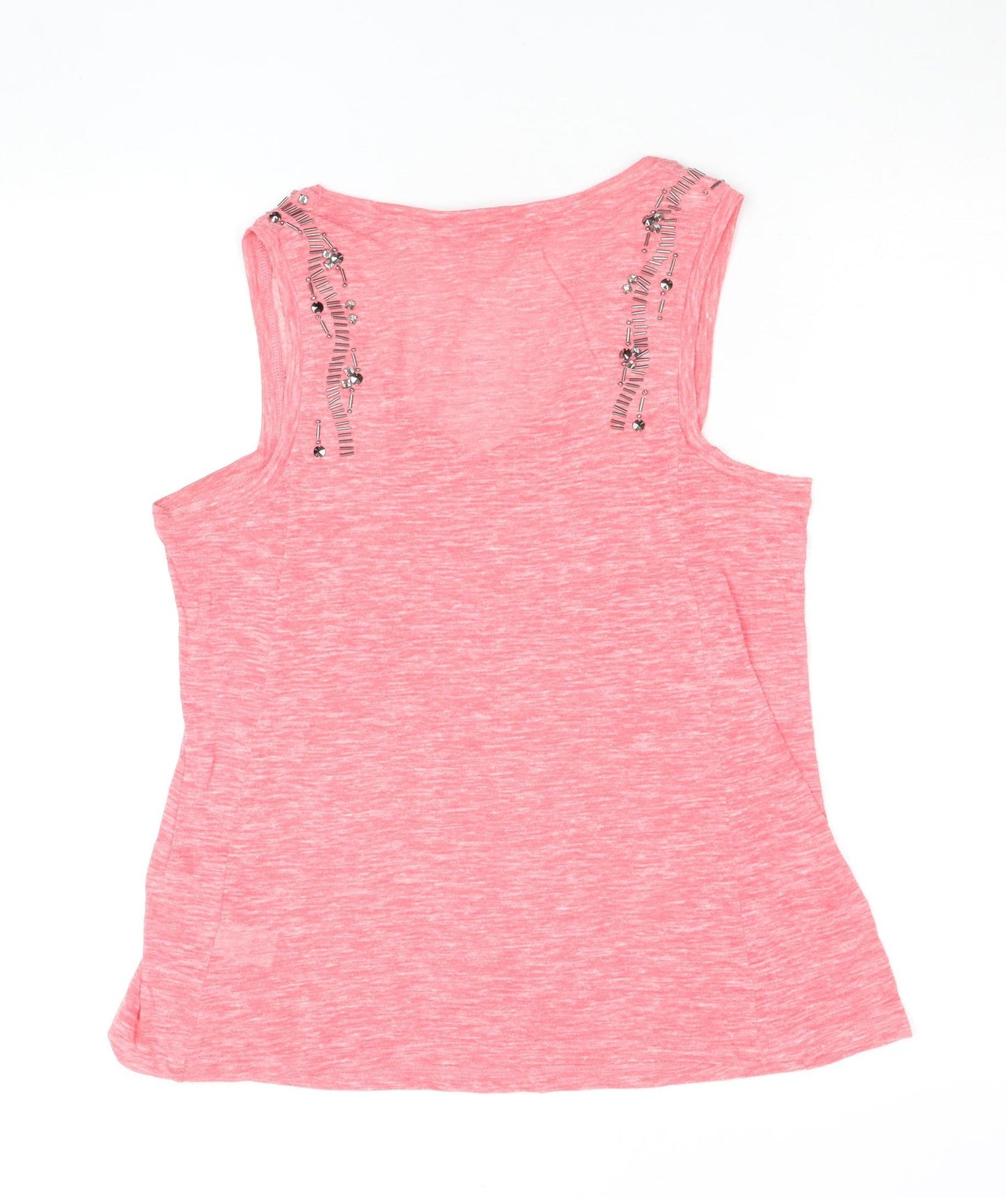 Next Women's Pink Beaded V-Neck Sleeveless Tank Top Size 10
