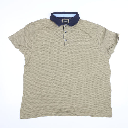 Burton Menswear London Beige Geometric Cotton Polo Shirt XL