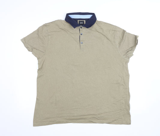 Burton Menswear London Beige Geometric Cotton Polo Shirt XL