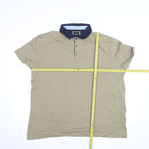 Burton Menswear London Beige Geometric Cotton Polo Shirt XL