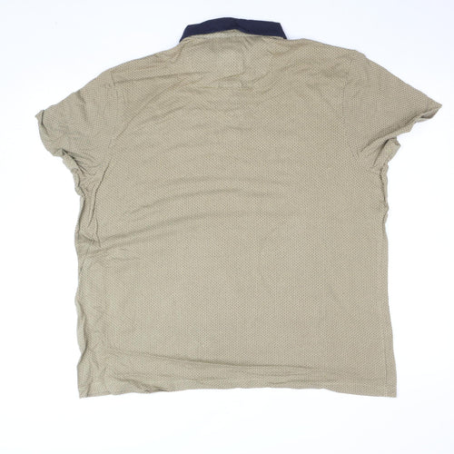 Burton Menswear London Beige Geometric Cotton Polo Shirt XL