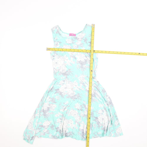 Sugar Babe Girls Blue Floral Sleeveless Skater Dress 11-12 Years