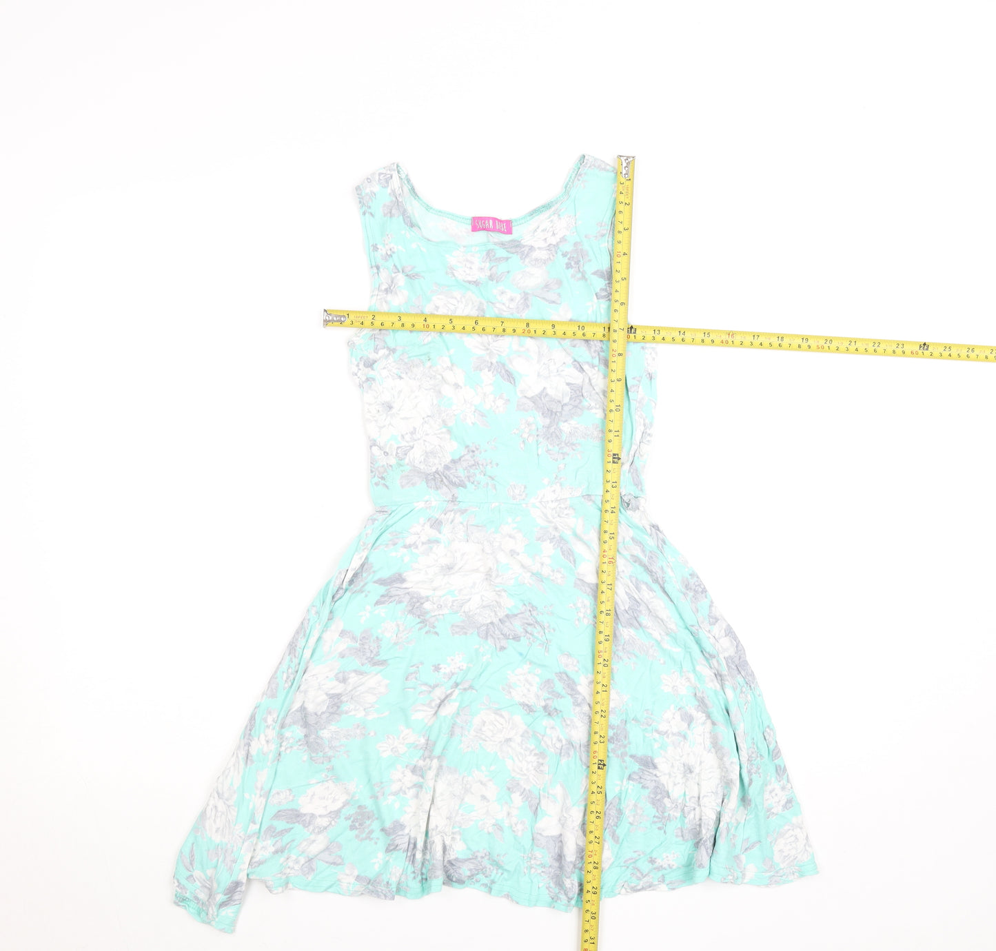 Sugar Babe Girls Blue Floral Sleeveless Skater Dress 11-12 Years