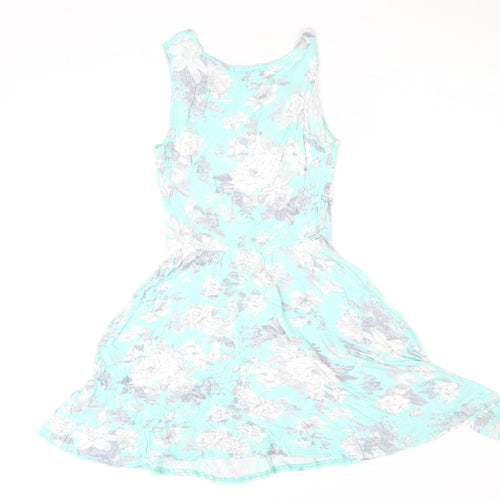 Sugar Babe Girls Blue Floral Sleeveless Skater Dress 11-12 Years