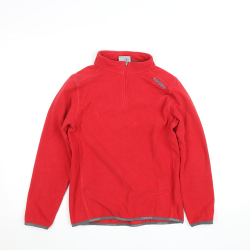 TOG24 Boys Red Fleece 1/4 Zip Pullover Top 11-12 Years Outdoor Warm Layer