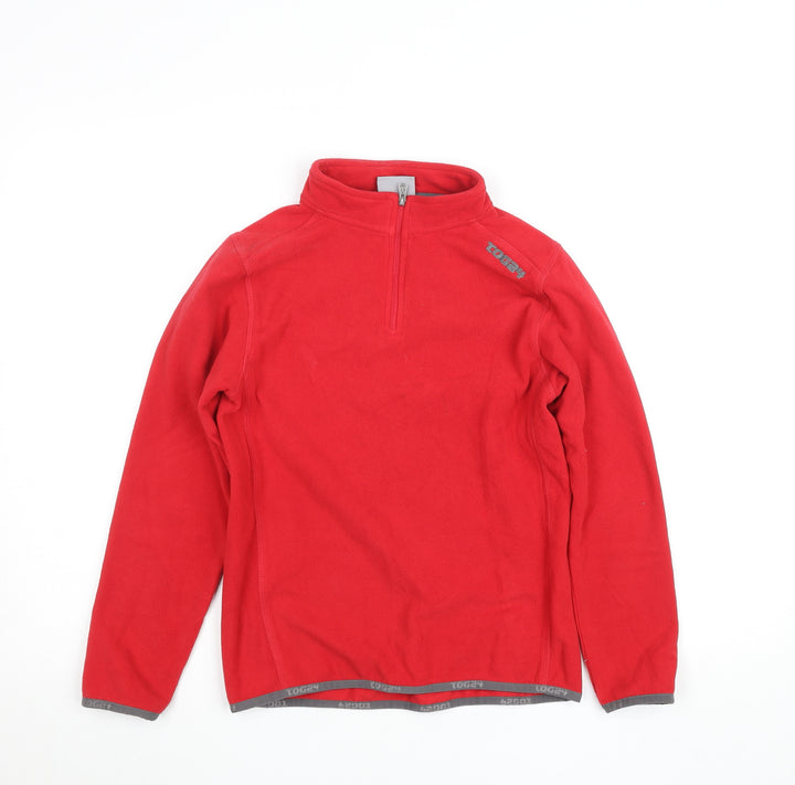 TOG24 Boys Red Fleece 1/4 Zip Pullover Top 11-12 Years Outdoor Warm Layer