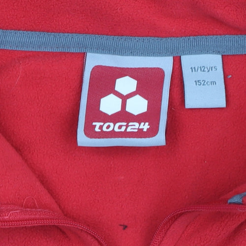 TOG24 Boys Red Fleece 1/4 Zip Pullover Top 11-12 Years Outdoor Warm Layer