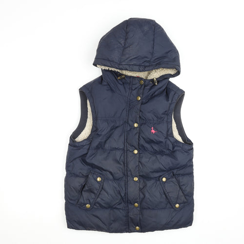 Jack Wills Womens Navy Hooded Puffer Waistcoat Size 10 Fleece Lined