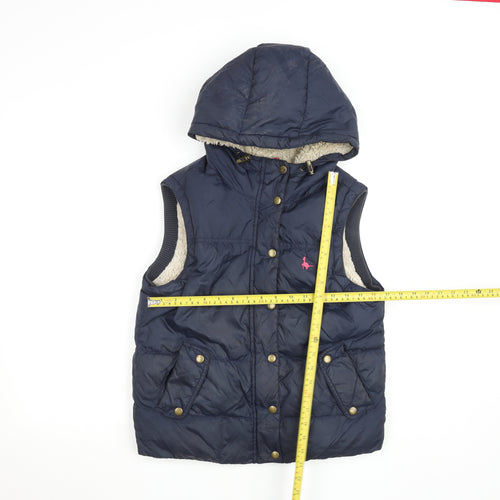 Jack Wills Womens Navy Hooded Puffer Waistcoat Size 10 Fleece Lined