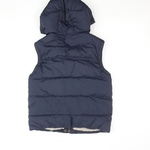 Jack Wills Womens Navy Hooded Puffer Waistcoat Size 10 Fleece Lined