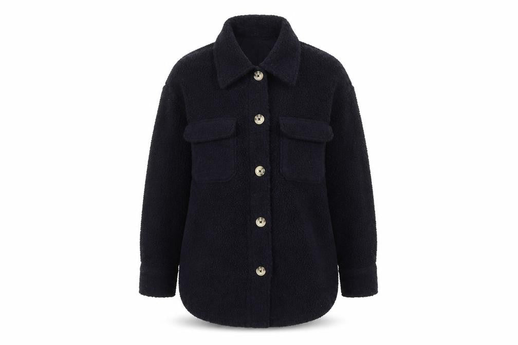 Front view of U.S. Polo Assn. Women’s Black Fleece Button Jacket, size S