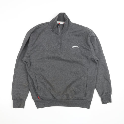 Slazenger Mens Grey 1/4 Zip Sweatshirt M Regular Fit Pullover