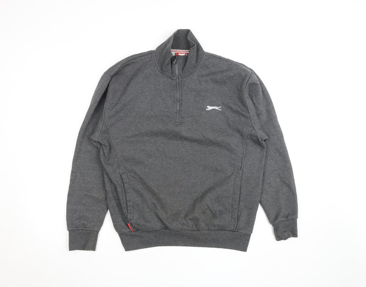 Slazenger Mens Grey 1/4 Zip Sweatshirt M Regular Fit Pullover