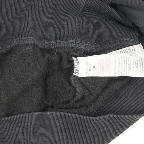 New Look Men Black Pullover Hoodie Size S Fleece Drawstring