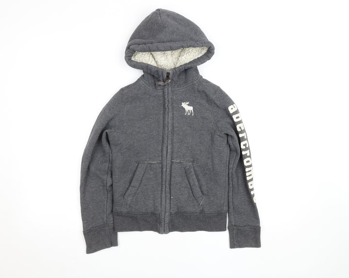 Abercrombie Kids Boys Grey Full Zip Hoodie Sherpa Lined Size S