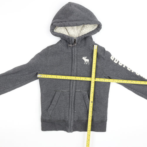 Abercrombie Kids Boys Grey Full Zip Hoodie Sherpa Lined Size S