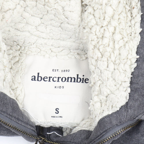 Abercrombie Kids Boys Grey Full Zip Hoodie Sherpa Lined Size S