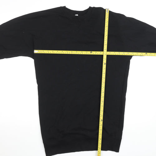 Topshop Women Black UK 8 Crew Neck Long Sleeve Cotton Sweatshirt Dress
