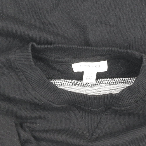 Topshop Women Black UK 8 Crew Neck Long Sleeve Cotton Sweatshirt Dress