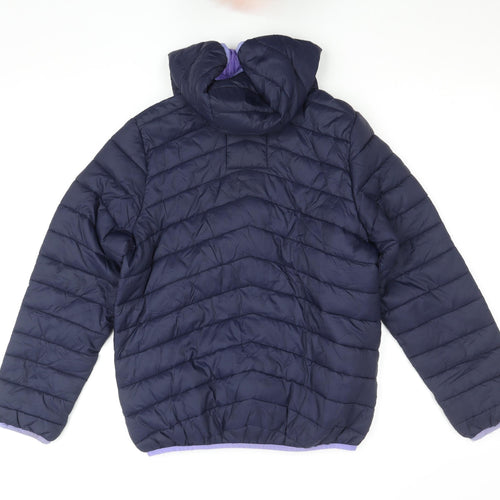 Marks and Spencer Girls Blue Hooded Puffer Jacket 12-13 Years Quilted Lined