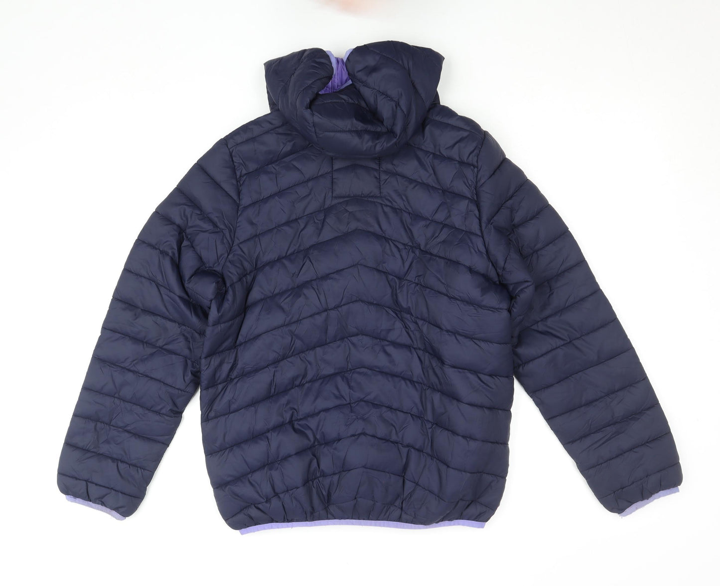 Marks and Spencer Girls Blue Hooded Puffer Jacket 12-13 Years Quilted Lined