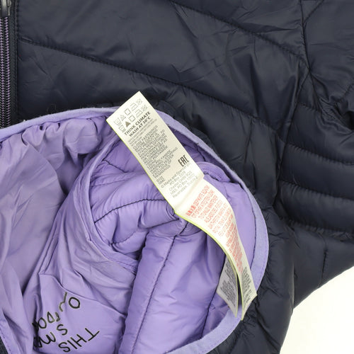 Marks and Spencer Girls Blue Hooded Puffer Jacket 12-13 Years Quilted Lined