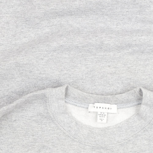 Topshop Women Grey Tiger Embroidered Pullover Sweatshirt Size M